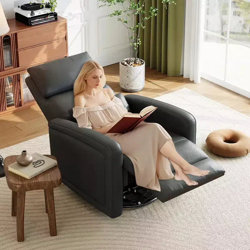Fauteuil inclinable manuel avec pivotement à 306° et fonction bascule, revêtement en similicuir doux, soutien ergonomique