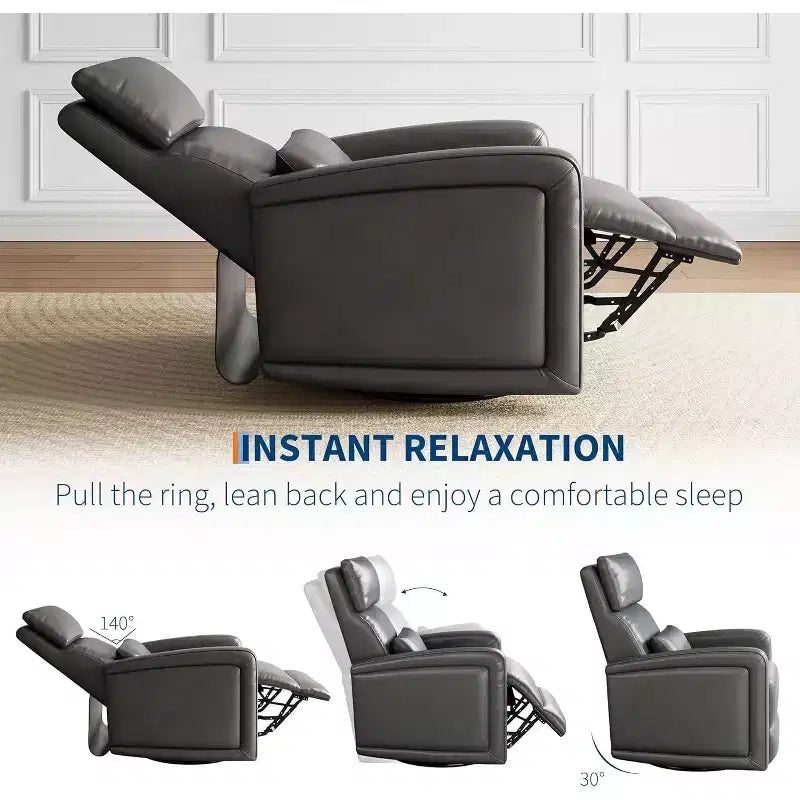 Fauteuil inclinable manuel avec pivotement à 306° et fonction bascule, revêtement en similicuir doux, soutien ergonomique