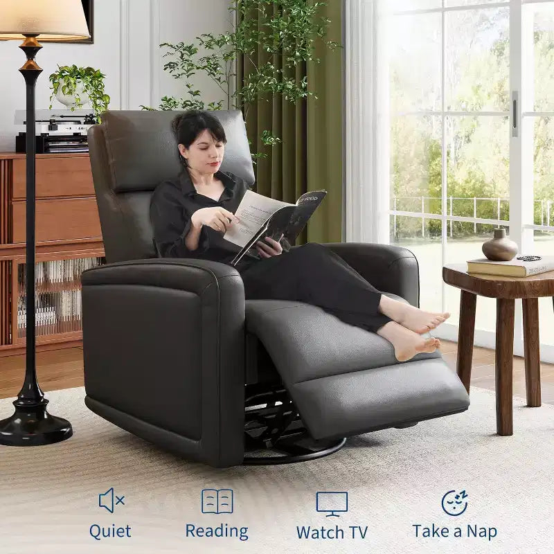 Fauteuil inclinable manuel avec pivotement à 306° et fonction bascule, revêtement en similicuir doux, soutien ergonomique