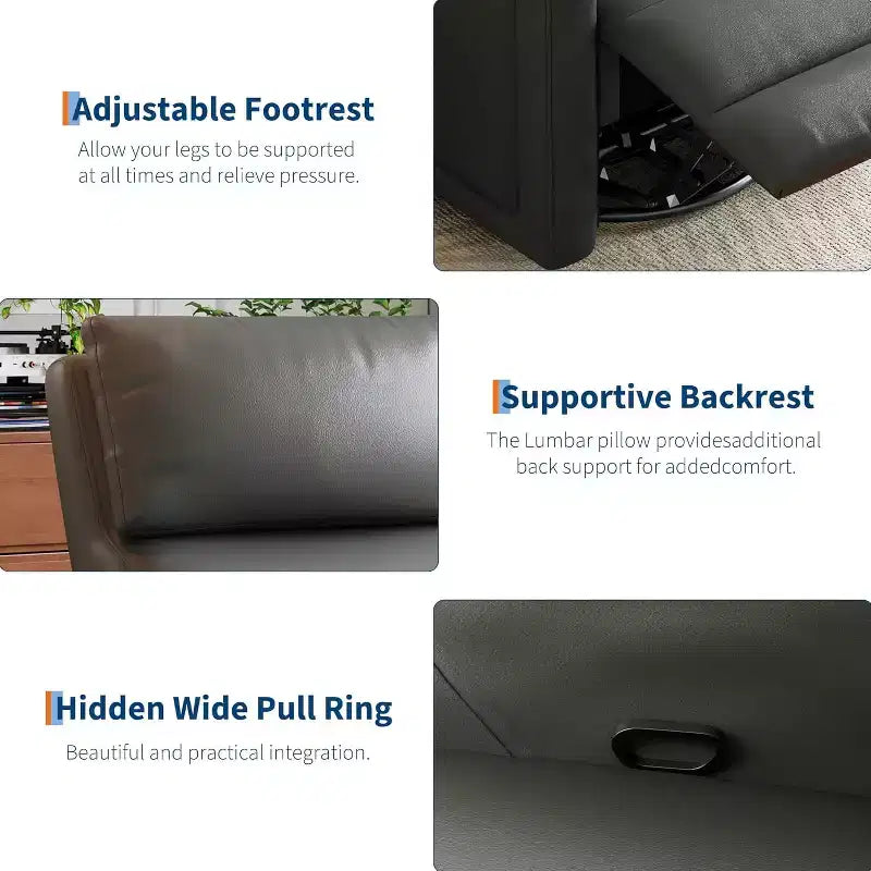 Fauteuil inclinable manuel avec pivotement à 306° et fonction bascule, revêtement en similicuir doux, soutien ergonomique