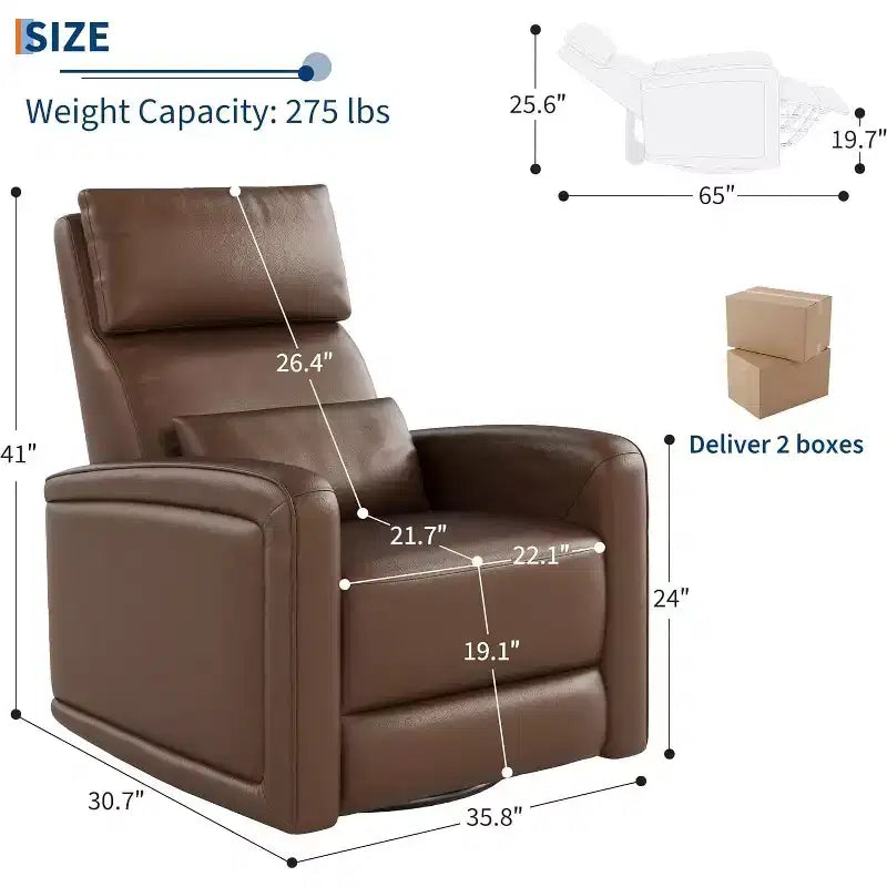 Fauteuil inclinable manuel avec pivotement à 306° et fonction bascule, revêtement en similicuir doux, soutien ergonomique