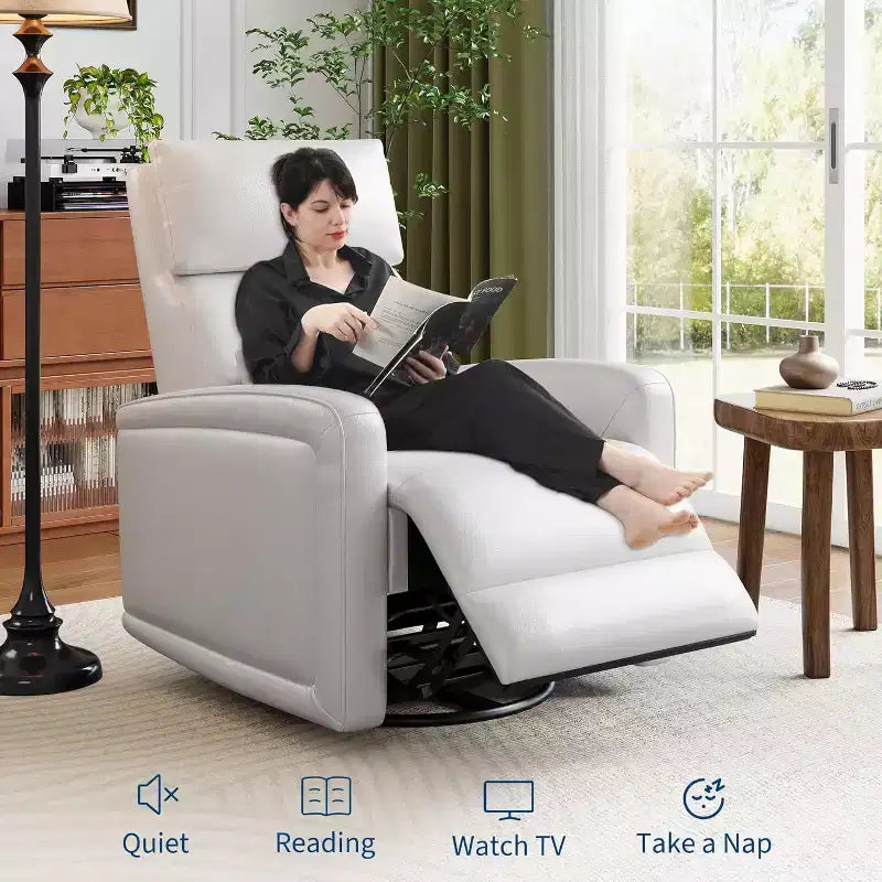Fauteuil inclinable manuel avec pivotement à 306° et fonction bascule, revêtement en similicuir doux, soutien ergonomique