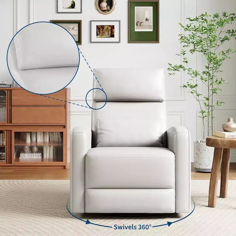 Fauteuil inclinable manuel avec pivotement à 306° et fonction bascule, revêtement en similicuir doux, soutien ergonomique
