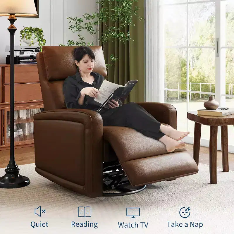 Fauteuil inclinable manuel avec pivotement à 306° et fonction bascule, revêtement en similicuir doux, soutien ergonomique