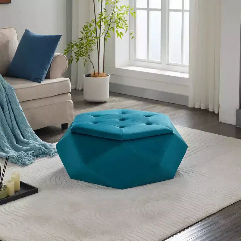Christopher Knight Home Florence Modern Velvet Polygon Diamond Tufted Storage Ottoman