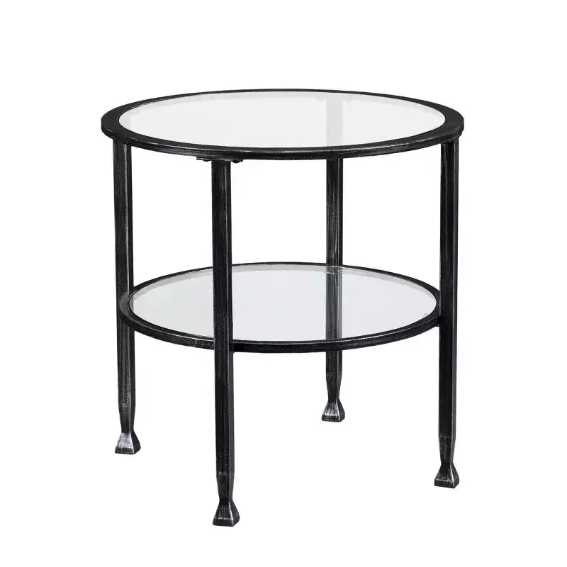 Jaymes Metal/Glass Round End Table - Black - SEI