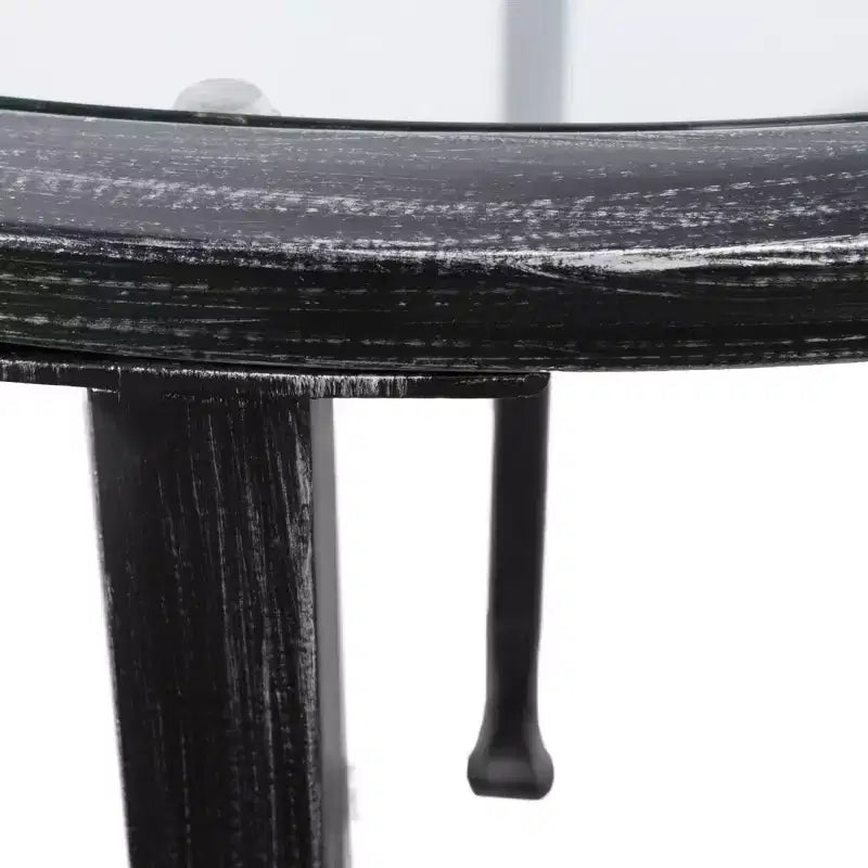 Table d'appoint ronde en métal et verre - Noir - SEI
