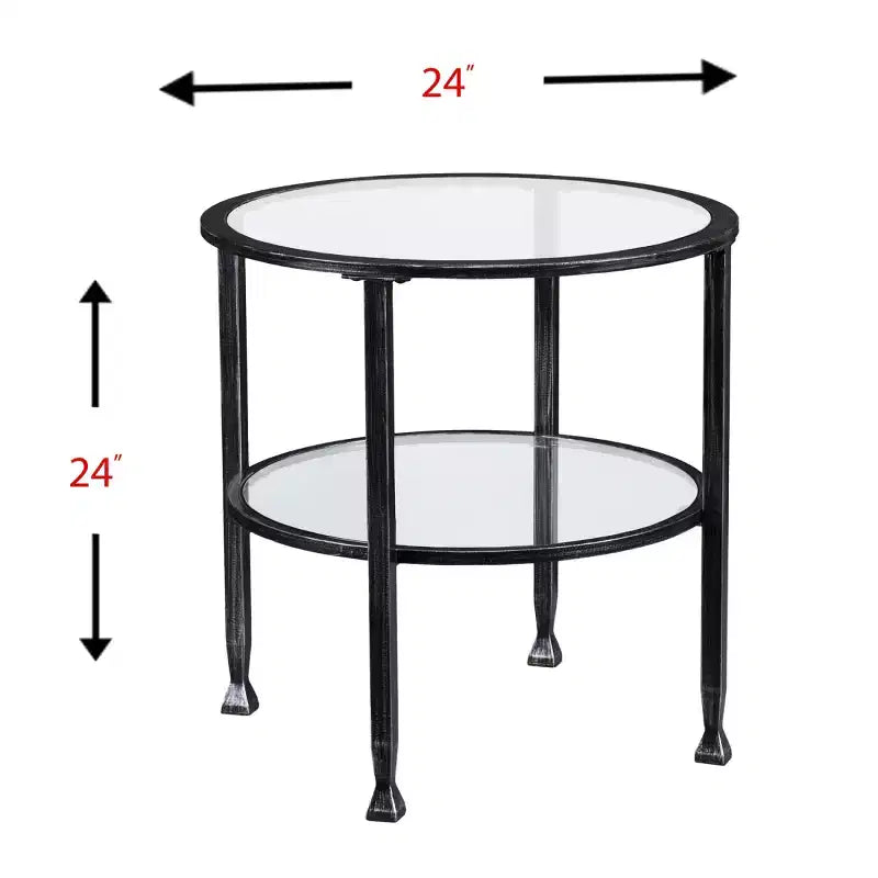 Table d'appoint ronde en métal et verre - Noir - SEI