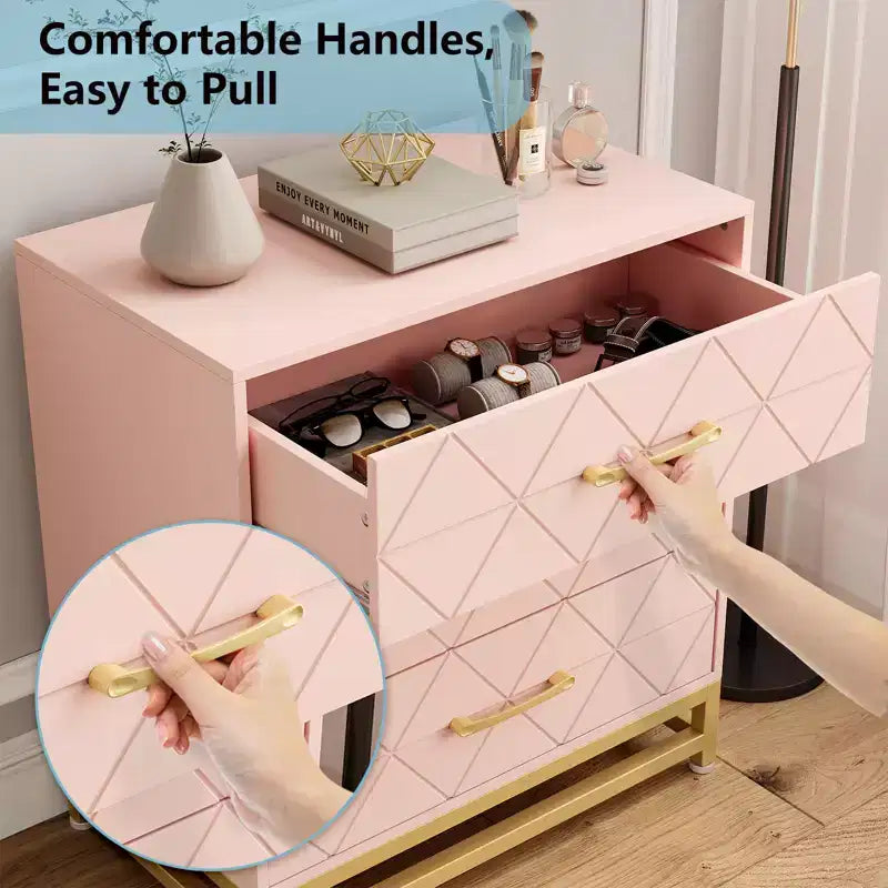 Commode à 3 tiroirs, Commode en bois pour chambre à coucher, Table de chevet pour rangement et organisation