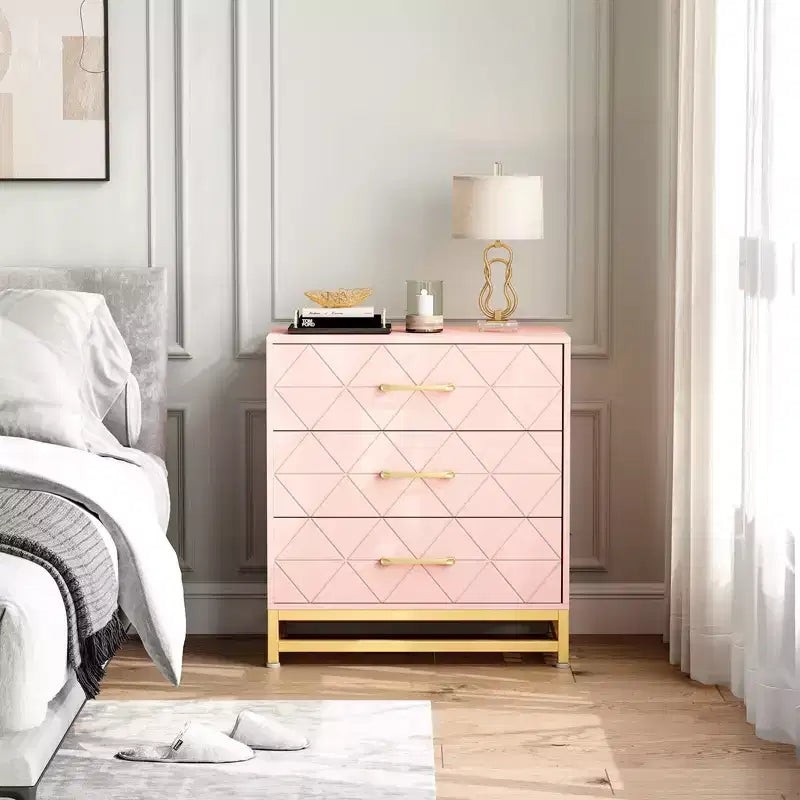 Commode à 3 tiroirs, Commode en bois pour chambre à coucher, Table de chevet pour rangement et organisation