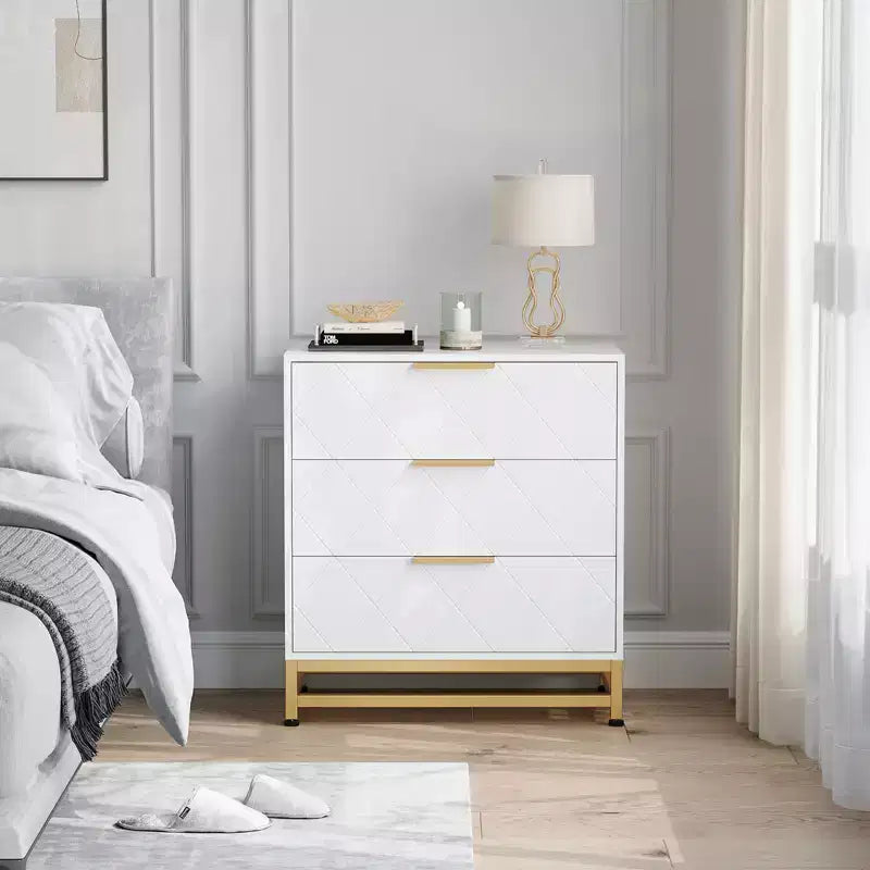 Commode à 3 tiroirs, Commode en bois pour chambre à coucher, Table de chevet pour rangement et organisation