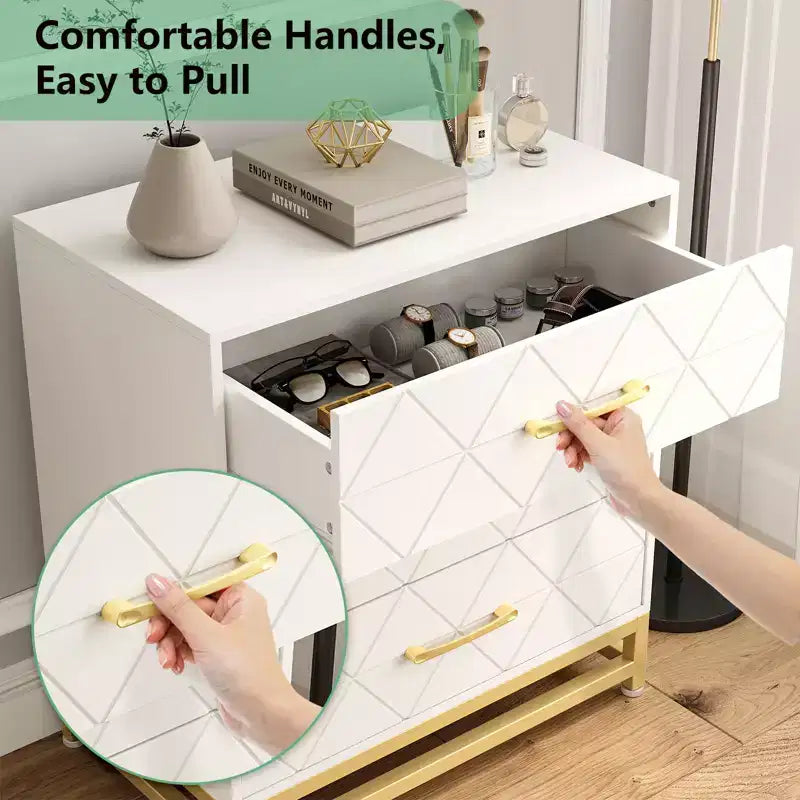 Commode à 3 tiroirs, Commode en bois pour chambre à coucher, Table de chevet pour rangement et organisation