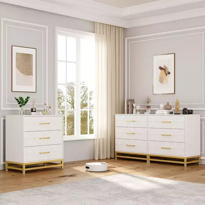 Commode à 3 tiroirs, Commode en bois pour chambre à coucher, Table de chevet pour rangement et organisation