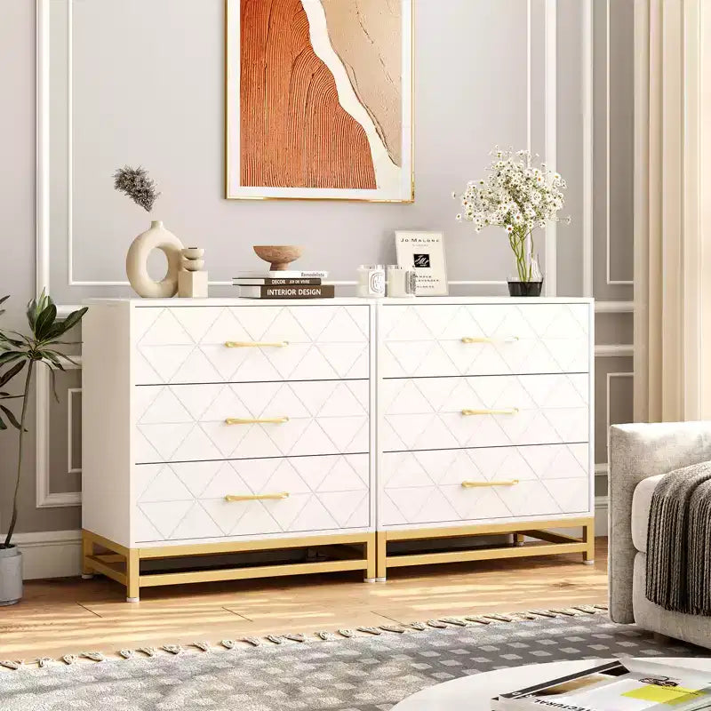Commode à 3 tiroirs, Commode en bois pour chambre à coucher, Table de chevet pour rangement et organisation