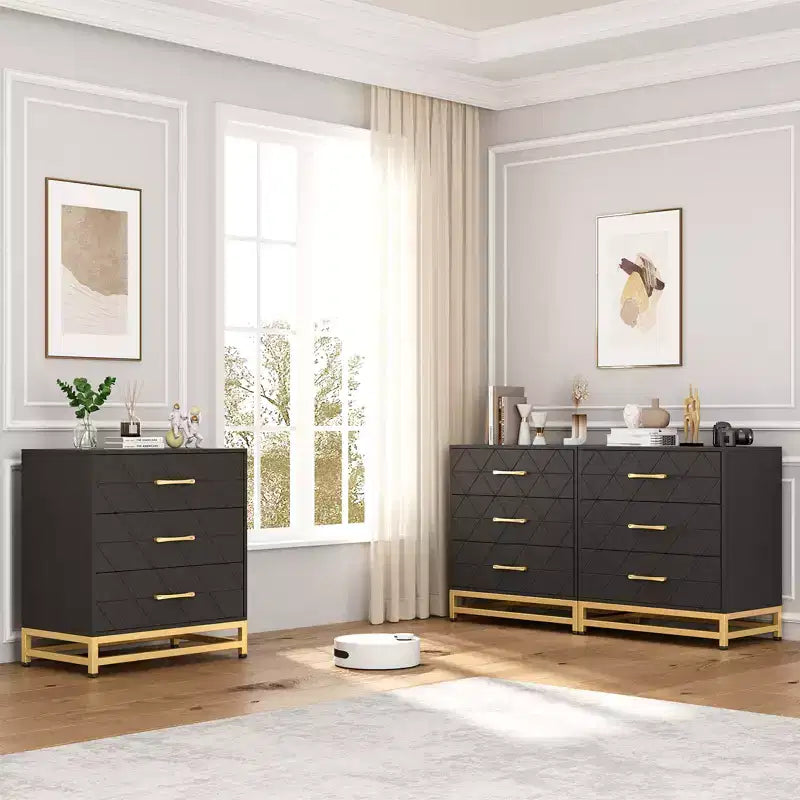 Commode à 3 tiroirs, Commode en bois pour chambre à coucher, Table de chevet pour rangement et organisation