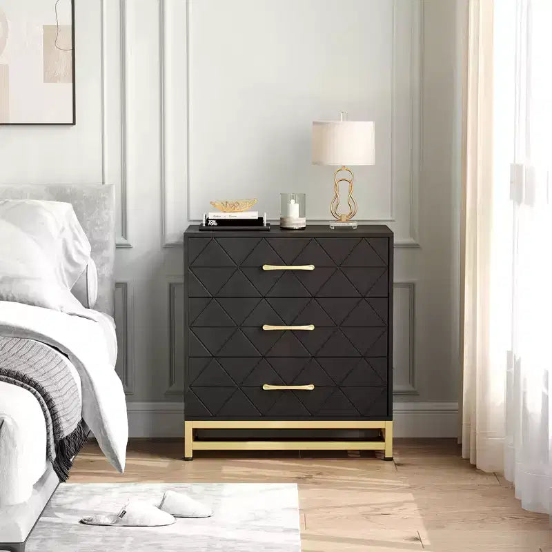 Commode à 3 tiroirs, Commode en bois pour chambre à coucher, Table de chevet pour rangement et organisation