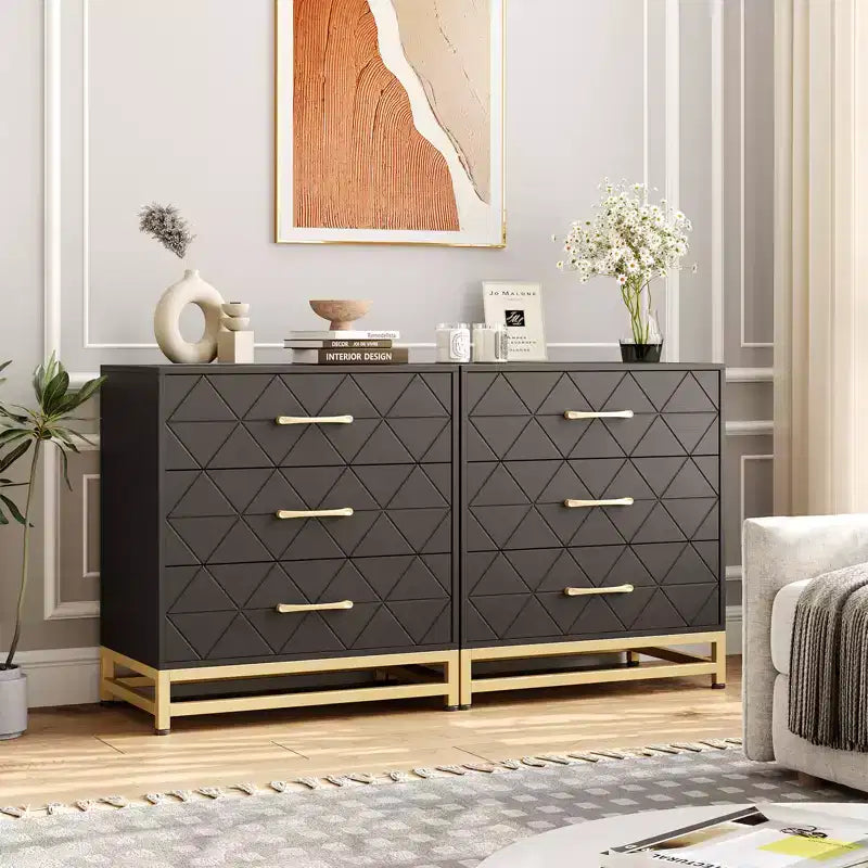 Commode à 3 tiroirs, Commode en bois pour chambre à coucher, Table de chevet pour rangement et organisation