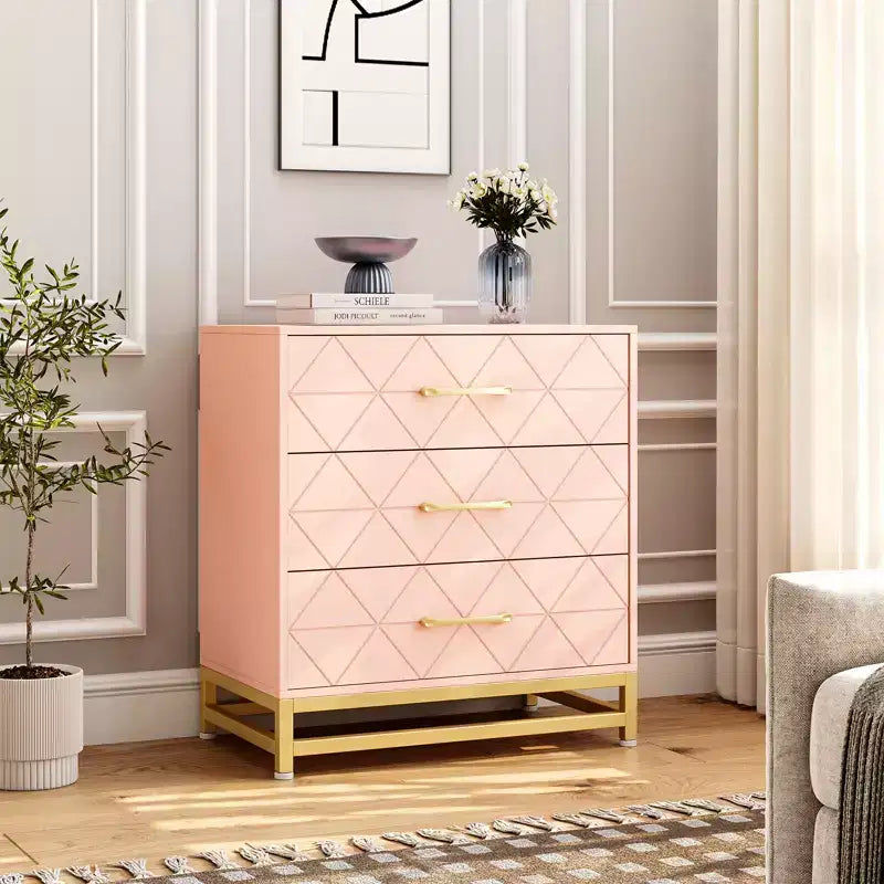 Commode à 3 tiroirs, Commode en bois pour chambre à coucher, Table de chevet pour rangement et organisation