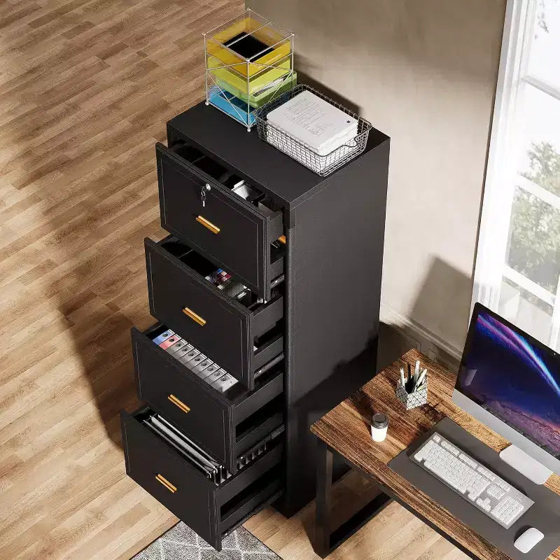 Classeur vertical à 4 tiroirs avec serrure et clé pour bureau à domicile