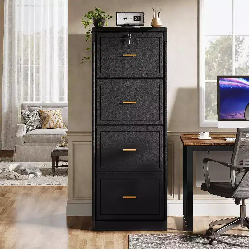 Classeur vertical à 4 tiroirs avec serrure et clé pour bureau à domicile