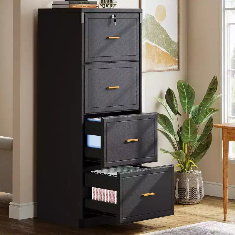 Classeur vertical à 4 tiroirs avec serrure et clé pour bureau à domicile