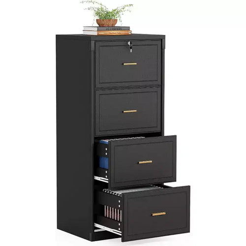 Tribesigns 4-Drawer File Cabinet with Lock, Vertical Filing Cabinet with Key for Home Office