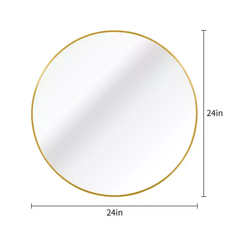 Miroir rond de salle de bain mural avec cadre en métal doré de 24 pouces.