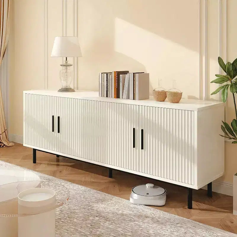 Meuble TV de 178 cm avec portes cannelées et rangement