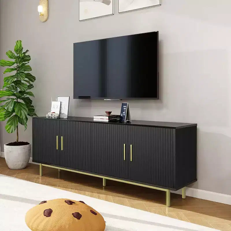 Meuble TV de 178 cm avec portes cannelées et rangement