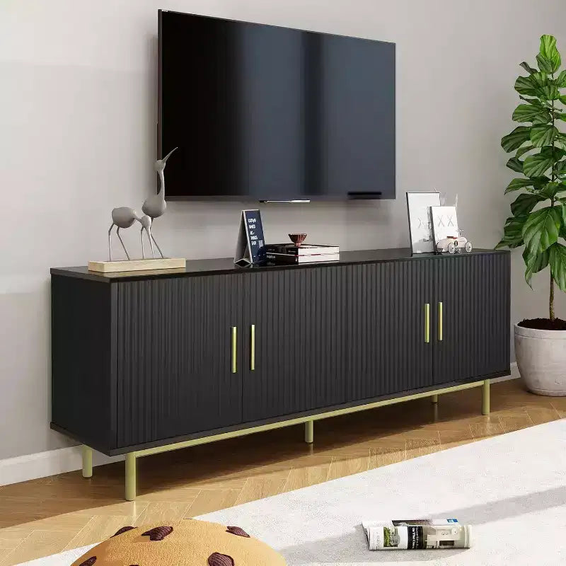 Meuble TV de 178 cm avec portes cannelées et rangement