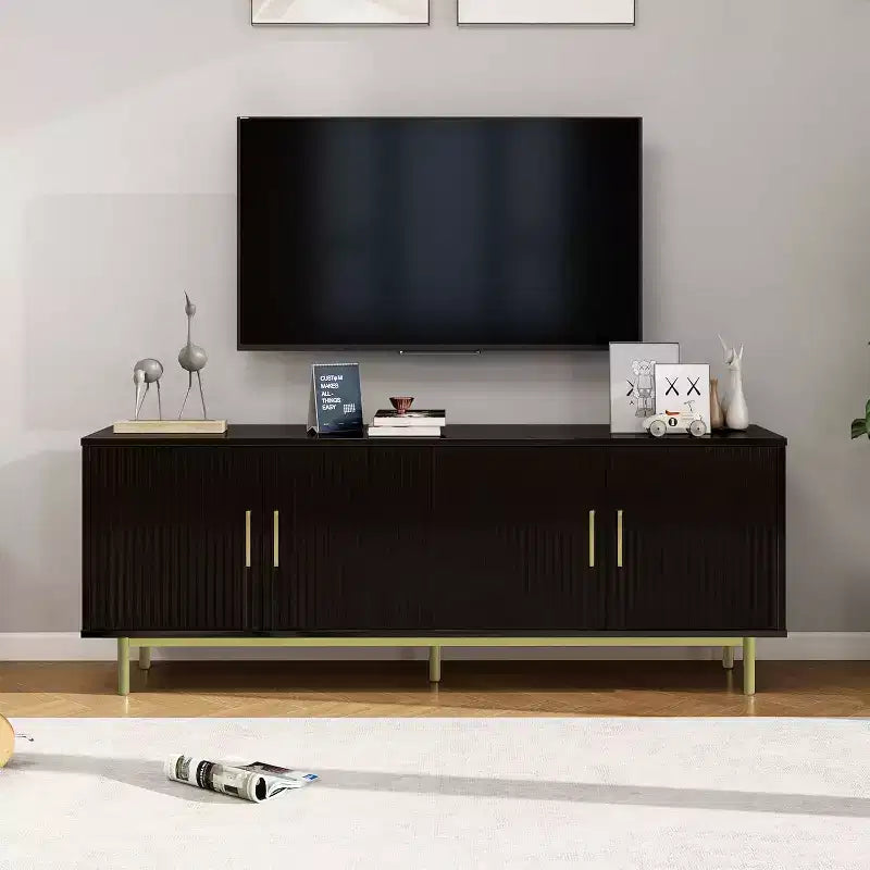 Dyonery 70 Fluted-Door TV Stand Entertainment Center with Storage