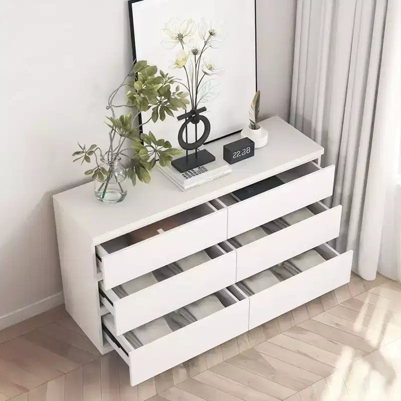 Commode à 6 tiroirs profonds pour chambre à coucher, commode moderne en bois avec grand espace de rangement, grande table de chevet pour salon, entrée