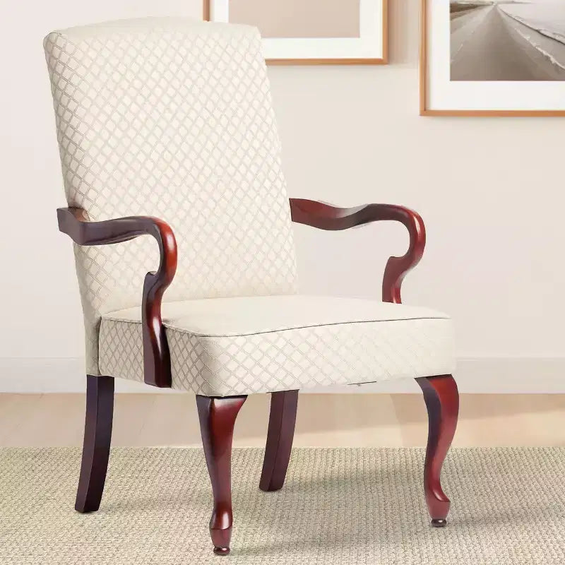 Okak Modern Elegant Accent Chair Living Room Chair with Soft Upholstered Gooseneck Armchair Solid Wood for Lounge Bedroom