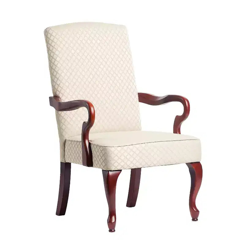 Chaise d'appoint moderne et élégante pour salon, avec accoudoirs rembourrés en col de cygne, en bois massif, pour salon ou chambre.