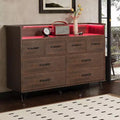 8-Drawer Dresser with Charging Station & RGB Lights | Wide Bedroom Dresser Chest with 3 Outlets + 2 USB Ports, App-Controlled LED Lighting for Gaming
