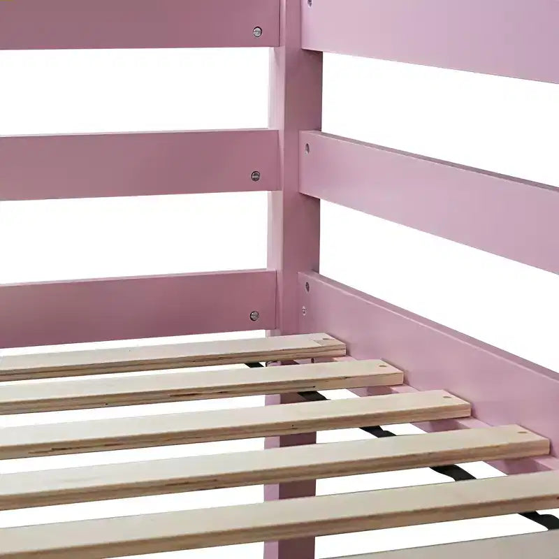 Lit mezzanine surélevé double avec garde-corps de sécurité, bureau intégré, échelle Rose