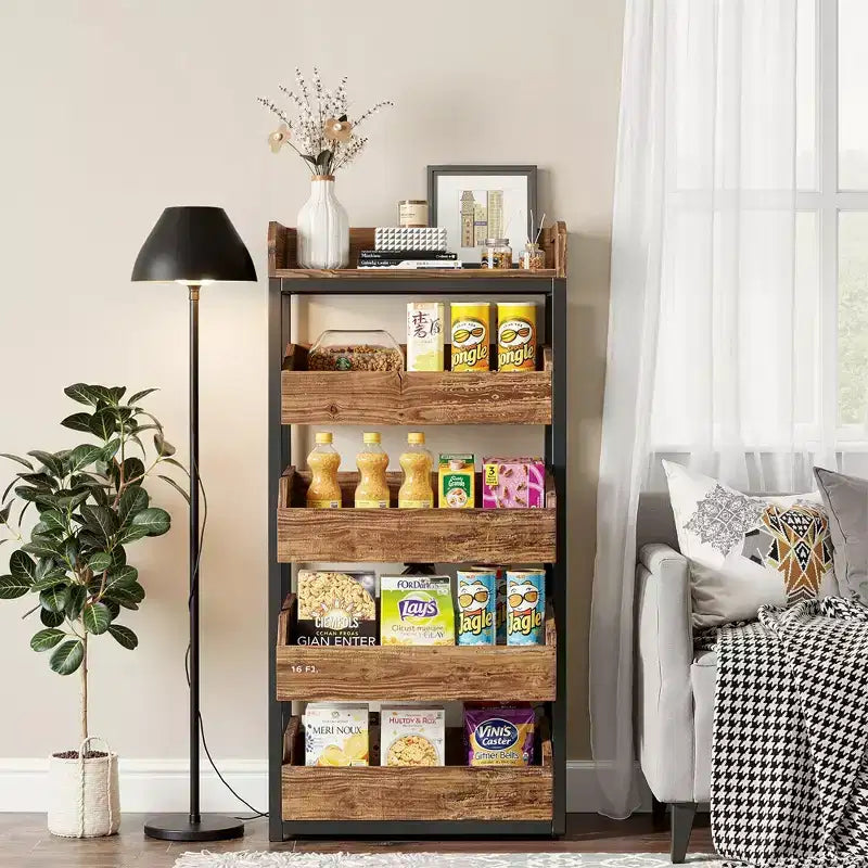 MAYEERTY 5-Drawer Pull-Out Vegetable Storage Rack, Large Capacity Kitchen Organizer for Fruits & Snacks