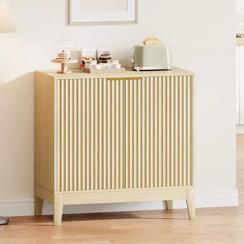 Acekool 32 Fluted Sideboard Cabinet, Buffet Storage with Adjustable Shelves, Mid-Century Modern Accent, Entryway or Kitchen