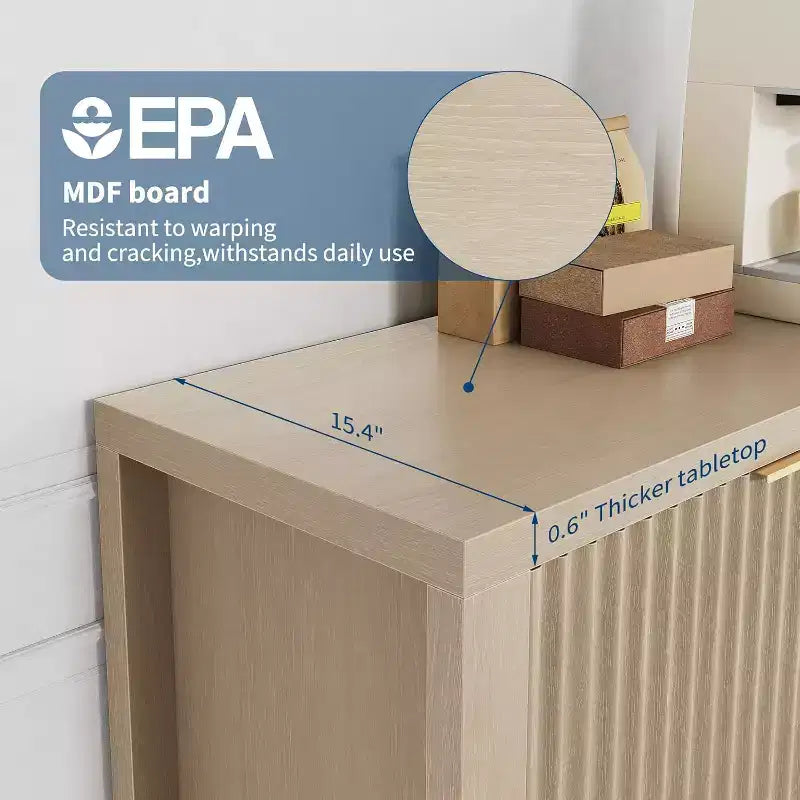Meuble TV 65 pouces, meuble de divertissement TV moderne du milieu du siècle avec armoires de rangement et étagères ouvertes, meuble TV en bois pour le salon