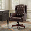 Amadeo Traditional Faux Leather Executive Chair with Solid Wood Base and Tufted Back|HULALA HOME