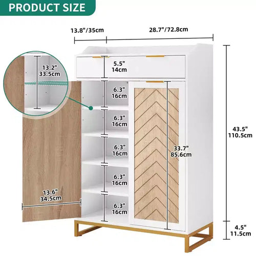 Meuble de rangement à chaussures moderne à 5 niveaux avec tiroir pour entrée ou couloir