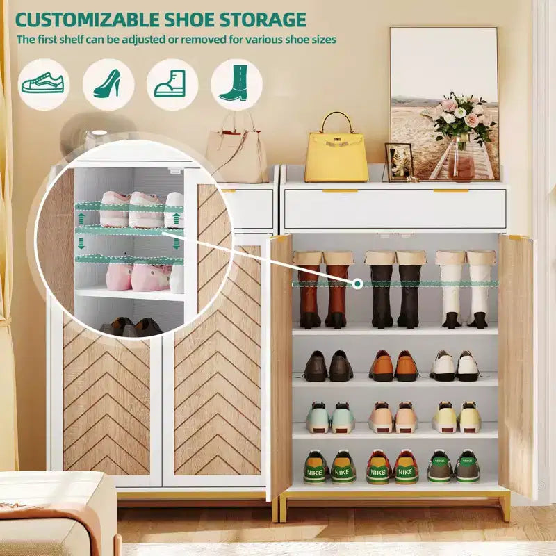 Meuble de rangement à chaussures moderne à 5 niveaux avec tiroir pour entrée ou couloir