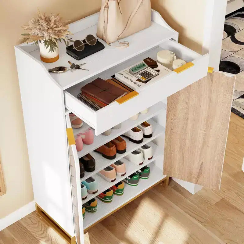 Meuble de rangement à chaussures moderne à 5 niveaux avec tiroir pour entrée ou couloir