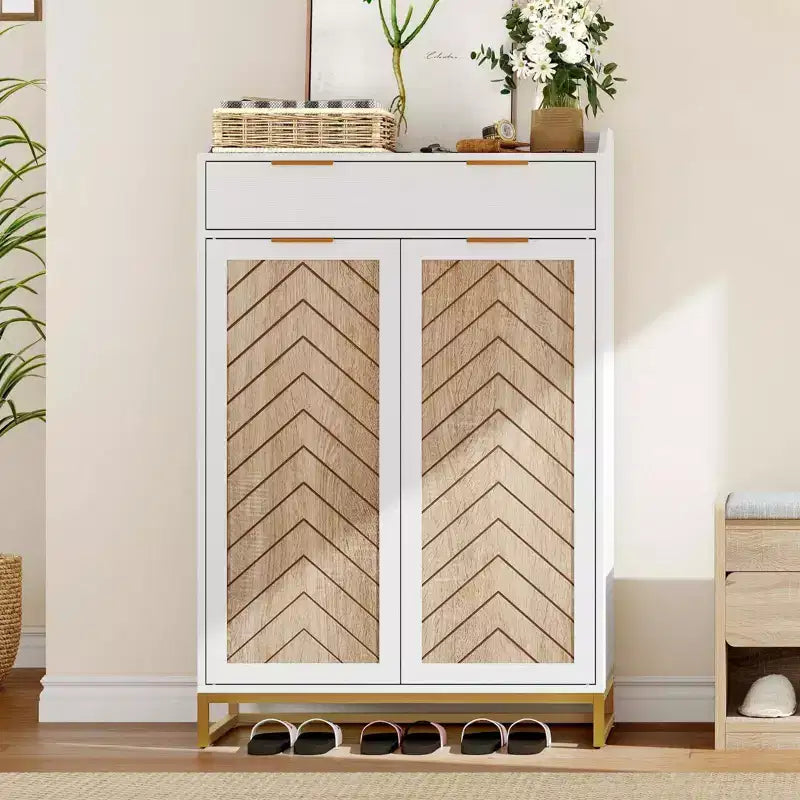 Meuble de rangement à chaussures moderne à 5 niveaux avec tiroir pour entrée ou couloir