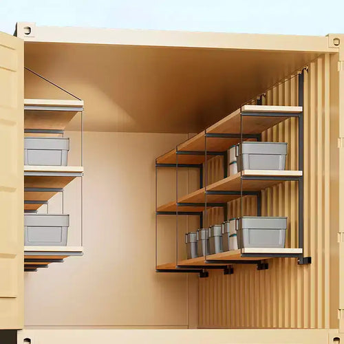 Supports d'étagères pour conteneurs maritimes, lot de 2, 3 niveaux, 500 kg, type à suspendre et à crochet, étagères de rangement pour conteneurs de marchandises, faciles à installer et amovibles, robustes