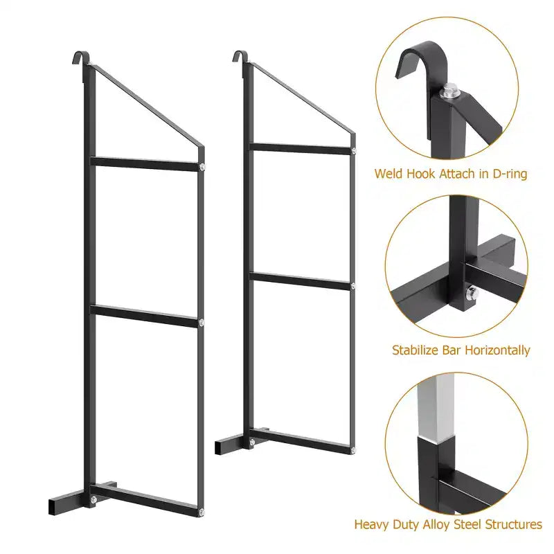 Supports d'étagères pour conteneurs maritimes, lot de 2, 3 niveaux, 500 kg, type à suspendre et à crochet, étagères de rangement pour conteneurs de marchandises, faciles à installer et amovibles, robustes