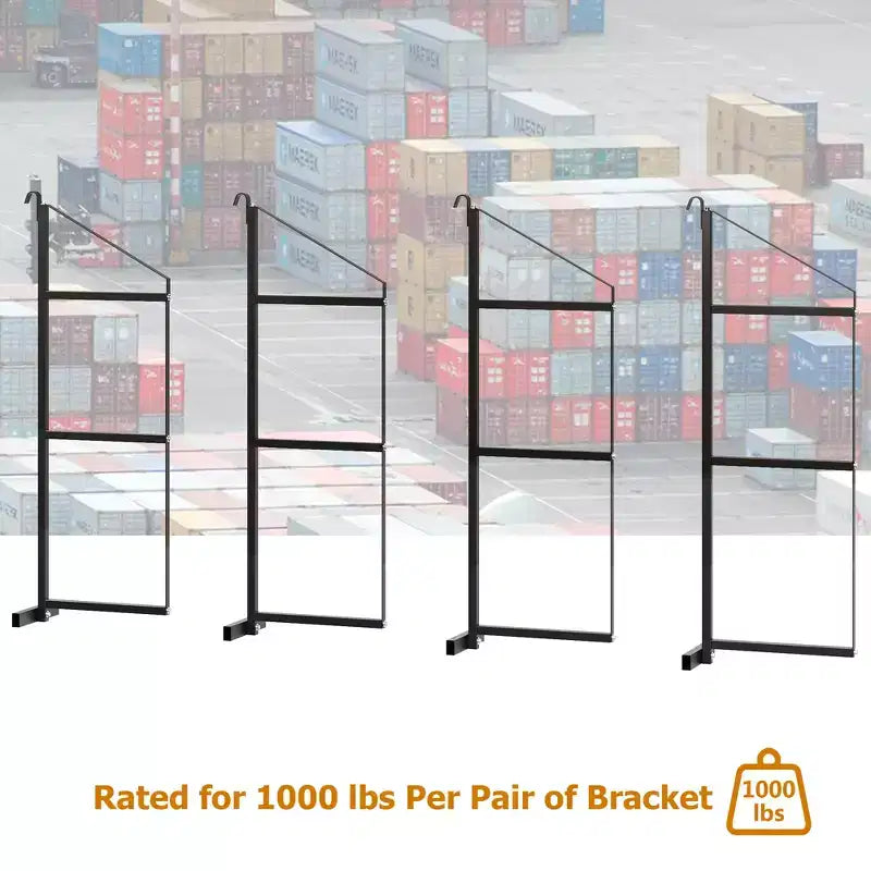 Supports d'étagères pour conteneurs maritimes, lot de 2, 3 niveaux, 500 kg, type à suspendre et à crochet, étagères de rangement pour conteneurs de marchandises, faciles à installer et amovibles, robustes