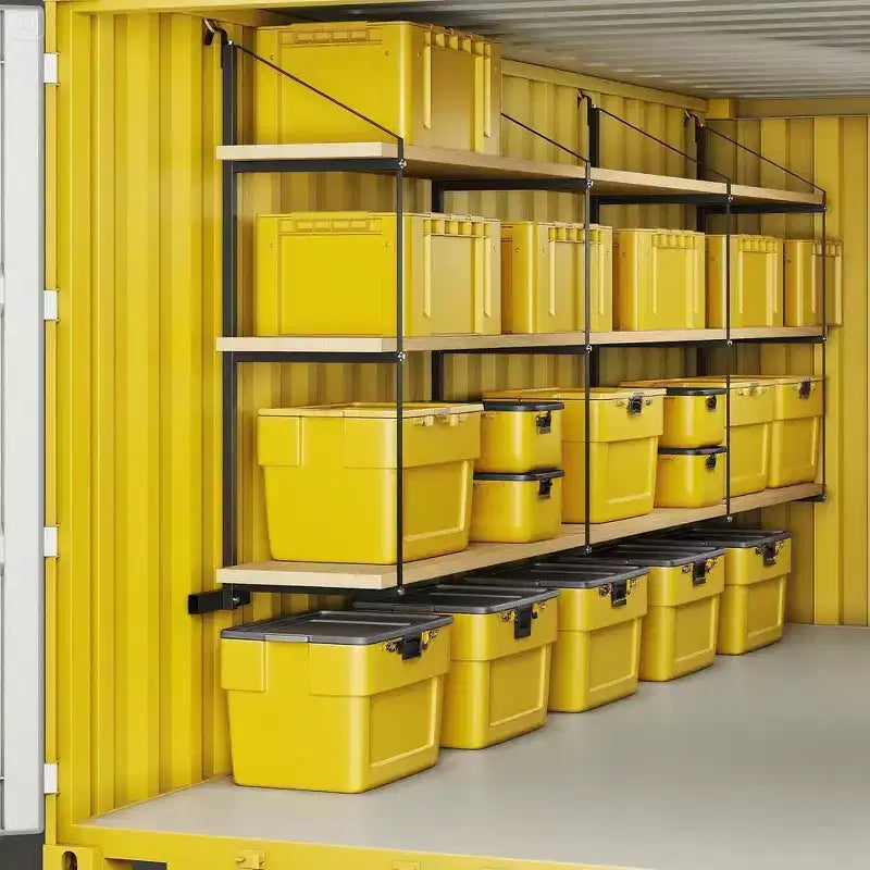 Supports d'étagères pour conteneurs maritimes, lot de 2, 3 niveaux, 500 kg, type à suspendre et à crochet, étagères de rangement pour conteneurs de marchandises, faciles à installer et amovibles, robustes