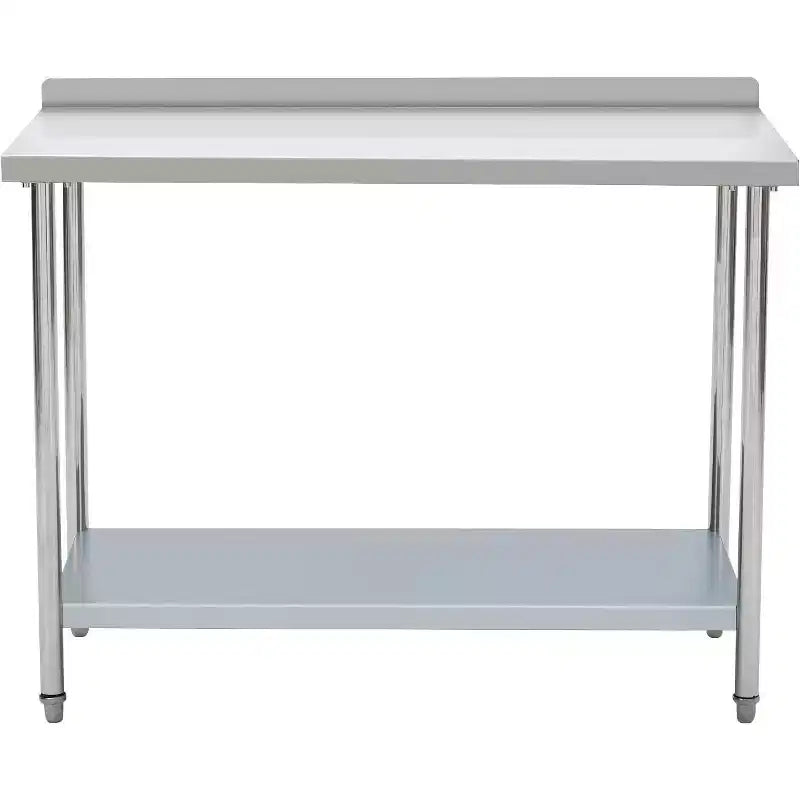 Table de préparation en acier inoxydable de 81x61 cm avec étagère de rangement, surface facile à nettoyer et montage rapide pour cuisine, boulangerie ou camion de restauration
