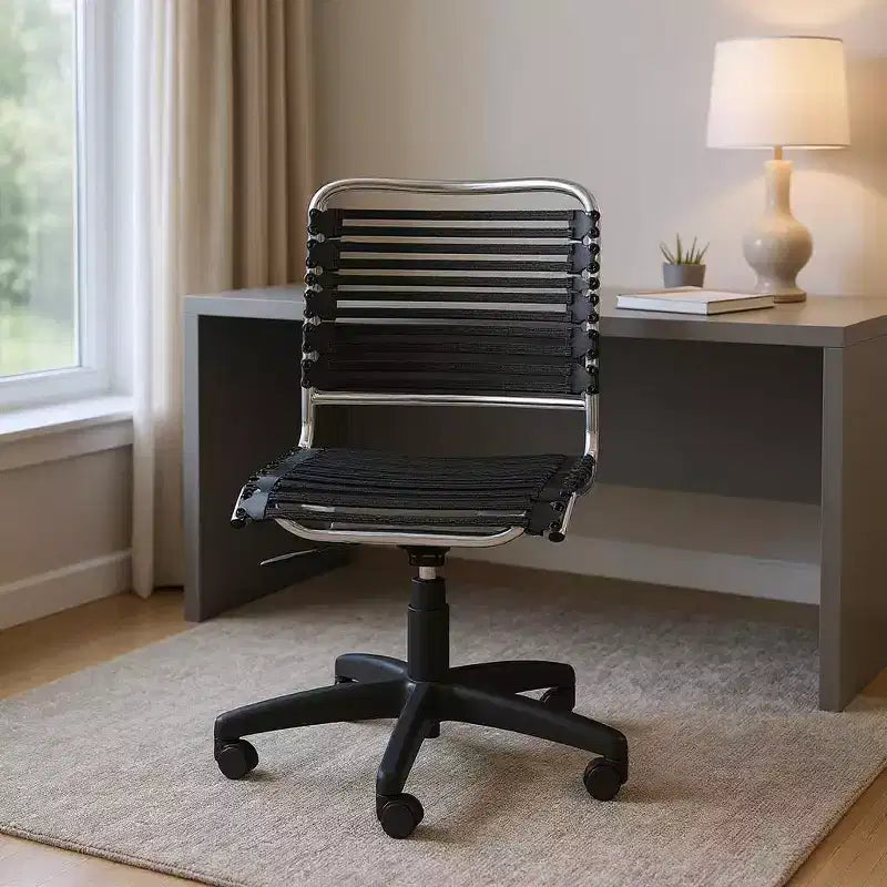 Chaise de bureau pivotante réglable avec élastique en noir et argent